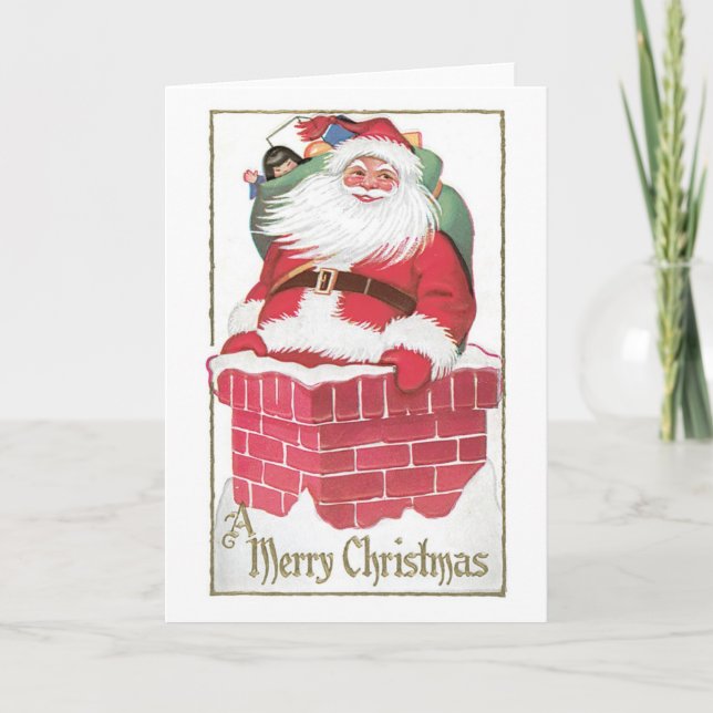 Cartes Pour Fêtes Annuelles Noël à l'ancienne, Père Noël (Devant)