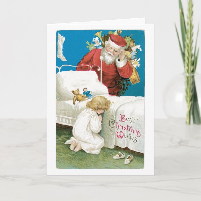 Cartes Pour Fêtes Annuelles Noël à l'ancienne, Père Noël (Devant)