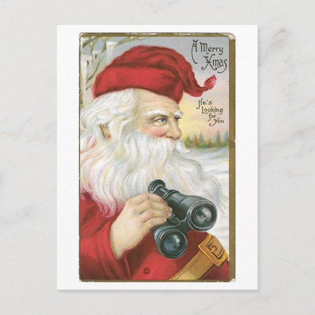 Cartes Pour Fêtes Annuelles Noël à l'ancienne, Père Noël (Devant)