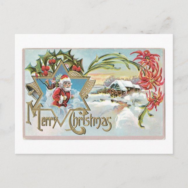 Cartes Pour Fêtes Annuelles Noël à l'ancienne, Père Noël (Devant)