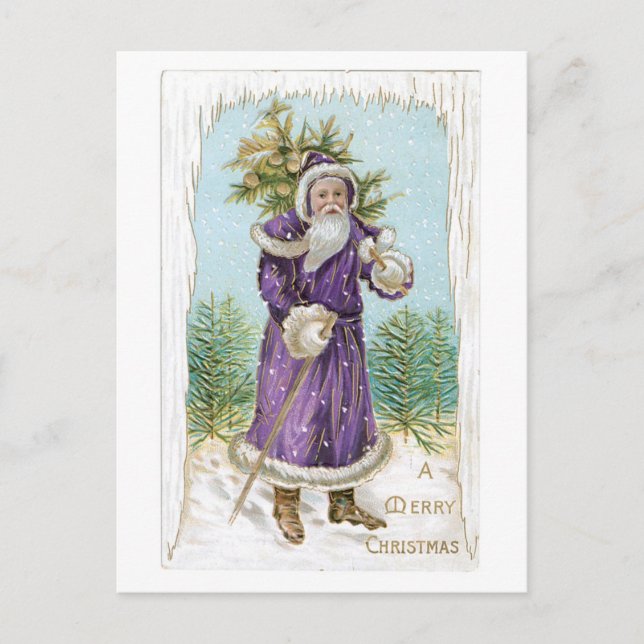 Cartes Pour Fêtes Annuelles Noël à l'ancienne, Père Noël (Devant)