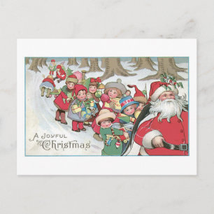Cartes Pour Fêtes Annuelles Noël à l'ancienne, Père Noël avec enfants