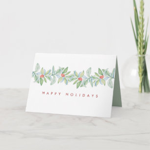 Cartes Pour Fêtes Annuelles Noël à l'aquarelle avec houx et baies rouges