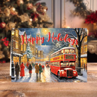Noël à Londres : Scène de rue avec bus rouge