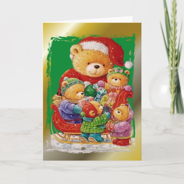 Cartes Pour Fêtes Annuelles Noël à l'ours en peluche (Devant)