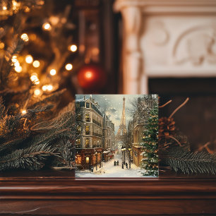 Cartes Pour Fêtes Annuelles Noël à Paris : Rue Tour Eiffel cosy