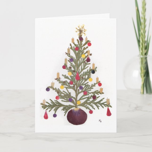 Cartes Pour Fêtes Annuelles Noël a pressé la conception de fleur (Devant)