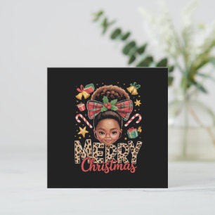 Cartes Pour Fêtes Annuelles Noël Afro-Américain Bun Messy Maman Noire 