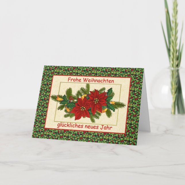 Cartes Pour Fêtes Annuelles Noël allemand de Frohe Weihnachten - poinsettia (Devant)