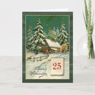 Cartes Pour Fêtes Annuelles Noël allemand - forêt d'hiver, 25 décembre,