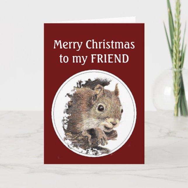 Cartes Pour Fêtes Annuelles Noël Ami Bonheur Petits Noix (Devant)