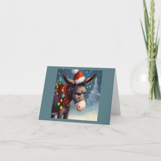 Cartes Pour Fêtes Annuelles Noël Âne 2 (Devant)