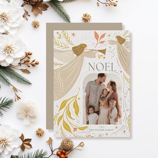 Cartes Pour Fêtes Annuelles NOEL Angels Crème 2 Photo Noël (Créateur téléchargé)