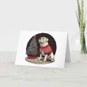 Cartes Pour Fêtes Annuelles Noël Anglais Chien de Noël Arbre