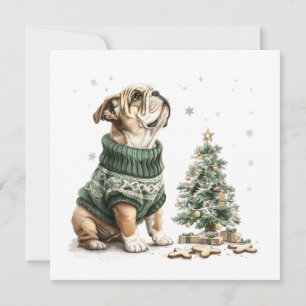 Cartes Pour Fêtes Annuelles Noël Anglais Chien de Noël Arbre