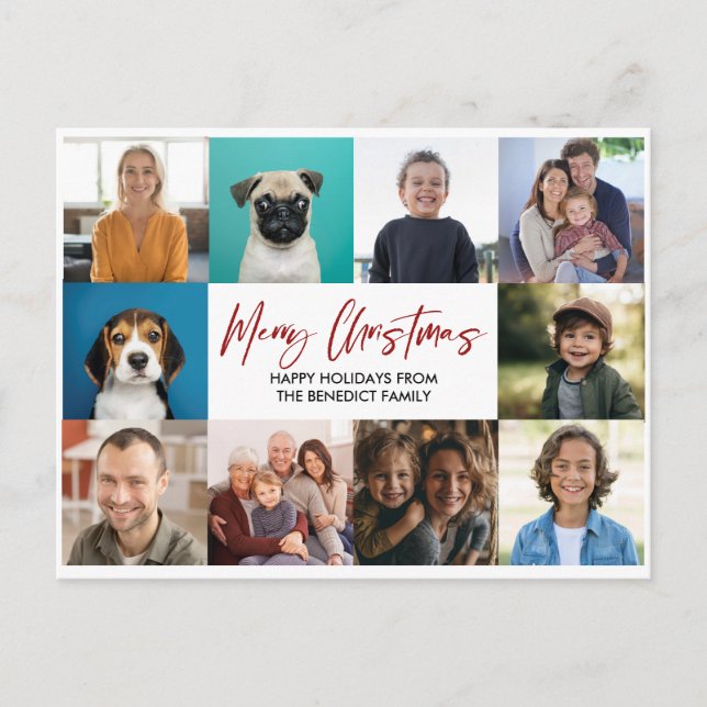 CARTES POUR FÊTES ANNUELLES NOËL ANNÉE EN REVUE 10 PHOTOS VACANCES (Devant)