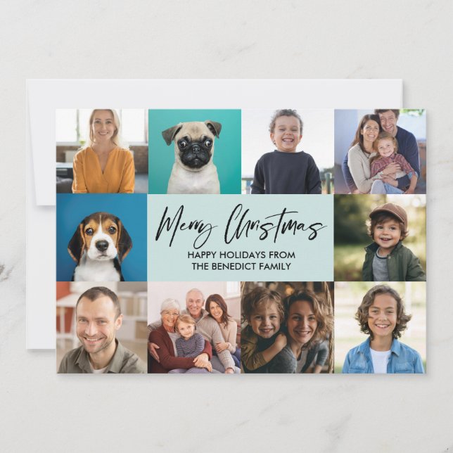 CARTES POUR FÊTES ANNUELLES NOËL ANNÉE EN REVUE 10 PHOTOS VACANCES (Devant)