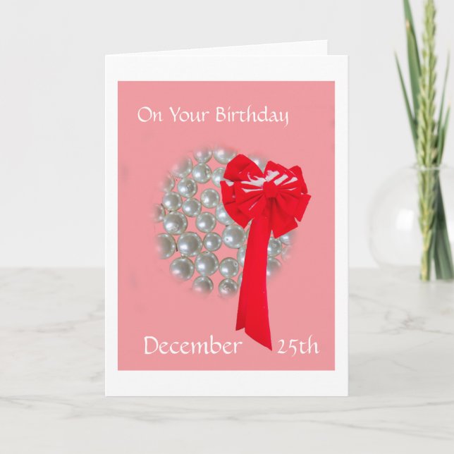 Cartes Pour Fêtes Annuelles Noël Anniversaire Perles et Bow (Devant)