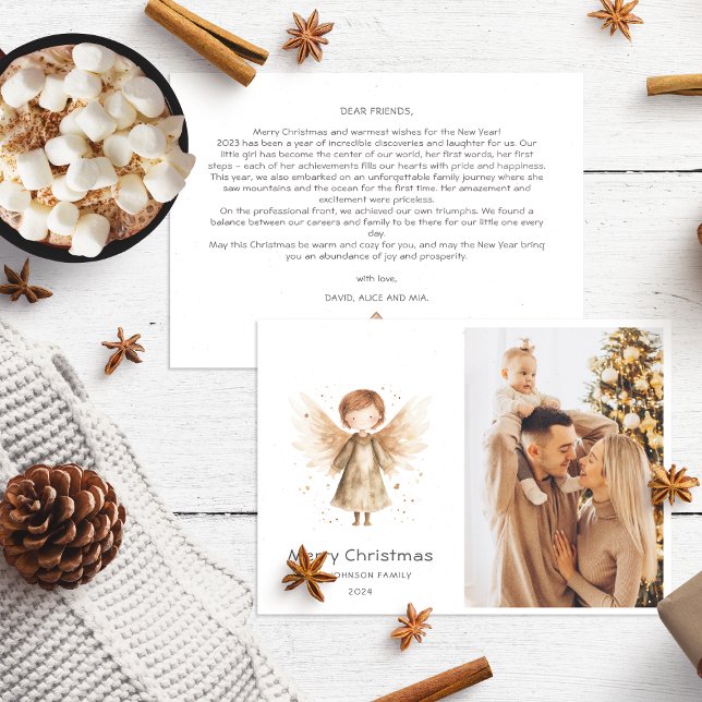 Cartes Pour Fêtes Annuelles Noël Annual Family Review Cute Boho BabyAngel (Créateur téléchargé)
