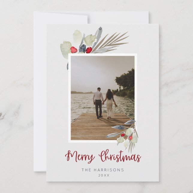 Cartes Pour Fêtes Annuelles Noël aquarelle moderne (Devant)