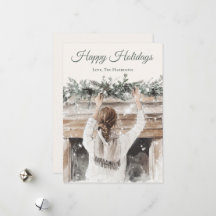 Noël aquarelle rustique en bois hivernal
