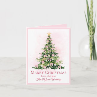 Cartes Pour Fêtes Annuelles Noël Arbre Aquarelle Rose Élégant Non Photo
