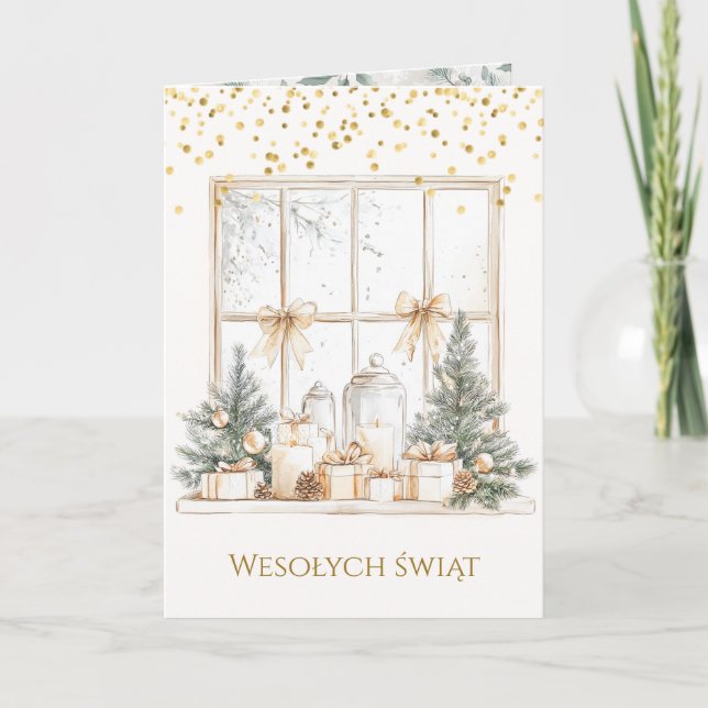 Cartes Pour Fêtes Annuelles Noël Arbre Bougies Pine Cônes Polonais Noël (Devant)