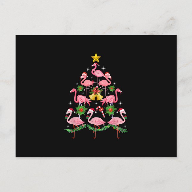 Cartes Pour Fêtes Annuelles Noël - Arbre de Noël Flamant Rose Mignon (Devant)
