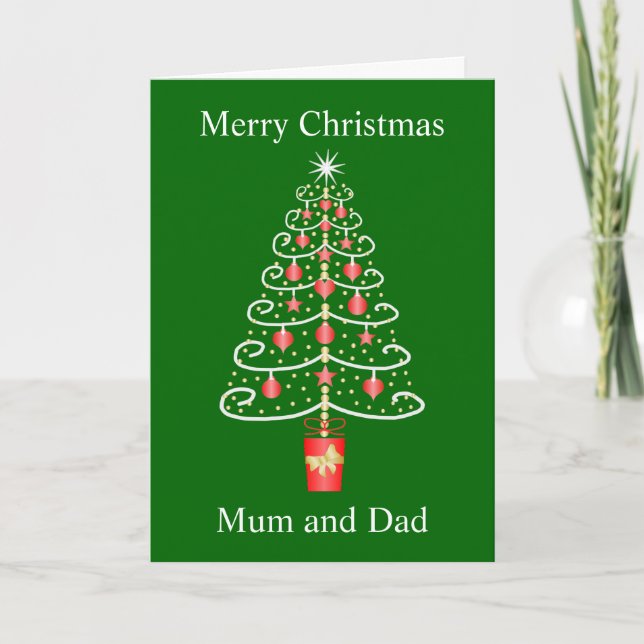 Cartes Pour Fêtes Annuelles Noël Arbre Mère Et Père Noël (Devant)