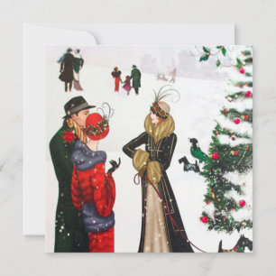 Cartes Pour Fêtes Annuelles Noël Art déco rétro