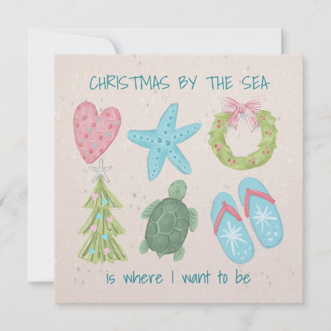 Cartes Pour Fêtes Annuelles Noël au bord de la mer (Devant)