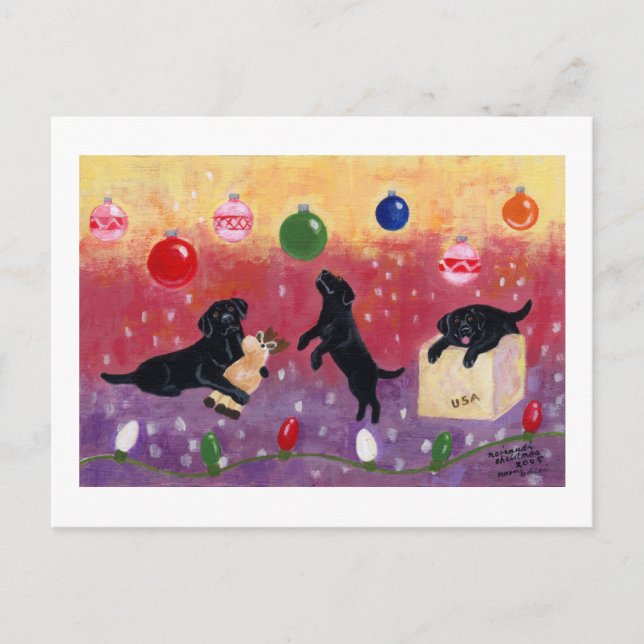 Cartes Pour Fêtes Annuelles Noël au Labrador noir (Devant)