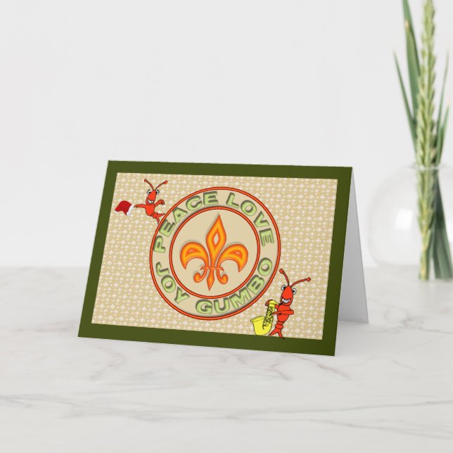 Cartes Pour Fêtes Annuelles Noël au néon de gombo d'amour de paix d'écrevisses (Devant)