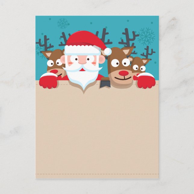 Cartes Pour Fêtes Annuelles Noël au Père Noël avec rennes (Devant)
