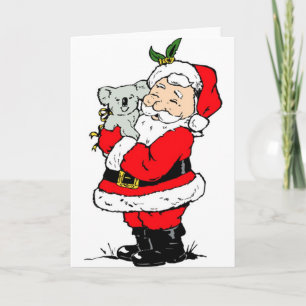 Cartes Pour Fêtes Annuelles Noël australien mignon Père Noël avec le koala