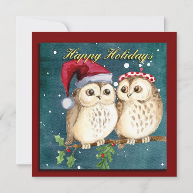 Cartes Pour Fêtes Annuelles Noël aux chouettes (Devant)