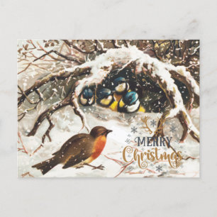 Cartes Pour Fêtes Annuelles Noël aux oiseaux vintages