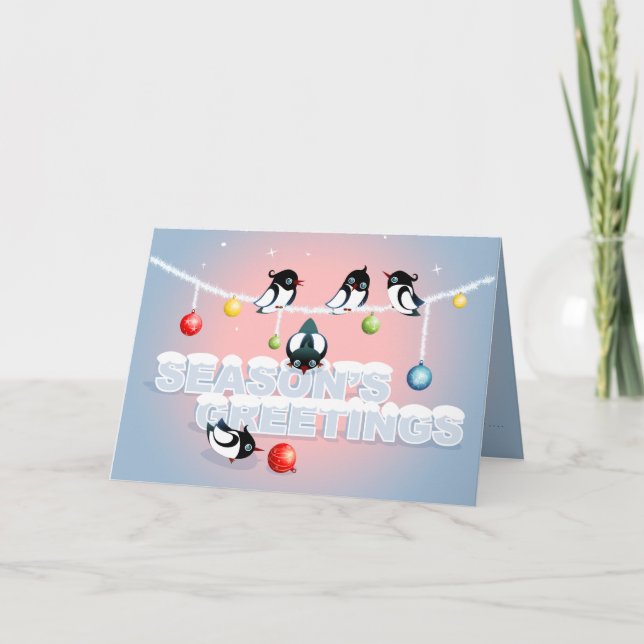 Cartes Pour Fêtes Annuelles Noël avec des pies et des bulles (Devant)