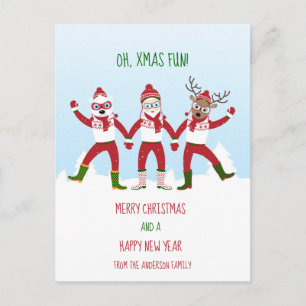 Cartes Pour Fêtes Annuelles Noël avec le Père Noël, Rudolph, Ours Polaire