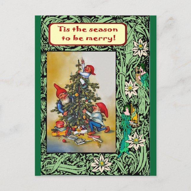 Cartes Pour Fêtes Annuelles Noël avec les elfes (Devant)