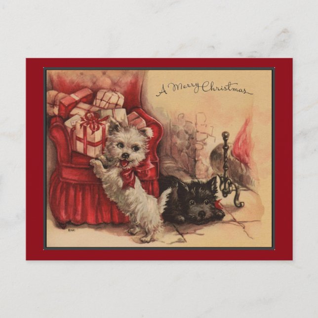 Cartes Pour Fêtes Annuelles Noël avec mes chiots (Devant)