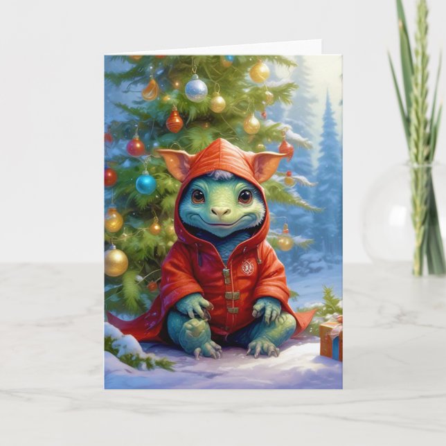 Cartes Pour Fêtes Annuelles Noël Baby Dragon (Devant)