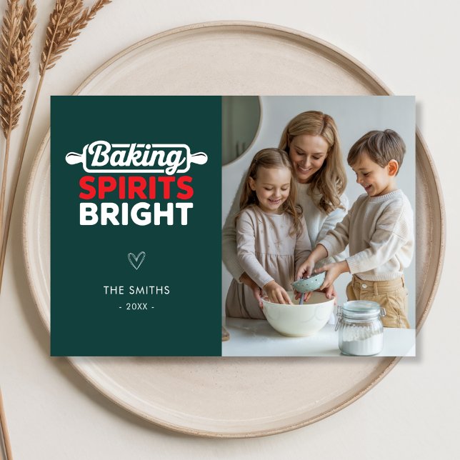 Cartes Pour Fêtes Annuelles Noël Baking Spiritueux Bright Family Photo (Créateur téléchargé)