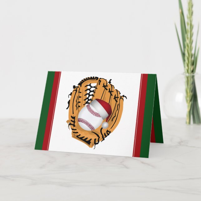 Cartes Pour Fêtes Annuelles Noël Baseball Mitt et Ball (Devant)