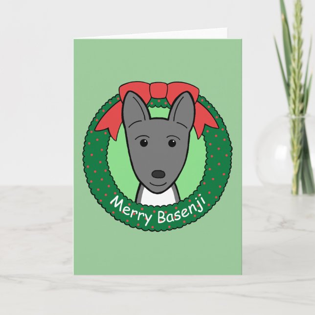 Cartes Pour Fêtes Annuelles Noël Basenji (Devant)