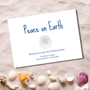 Cartes Pour Fêtes Annuelles Noël Beach Dollar de sable Paix sur Terre