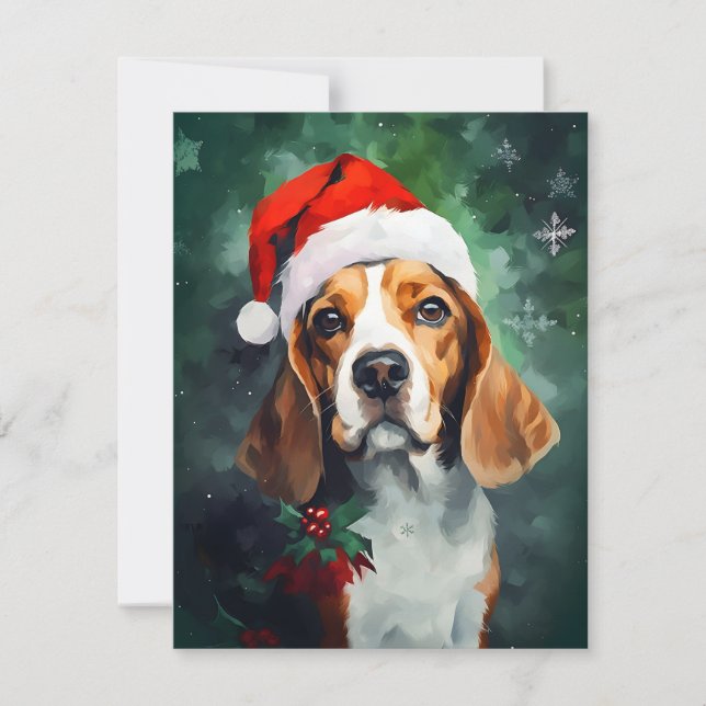 Cartes Pour Fêtes Annuelles Noël beagle (Devant)