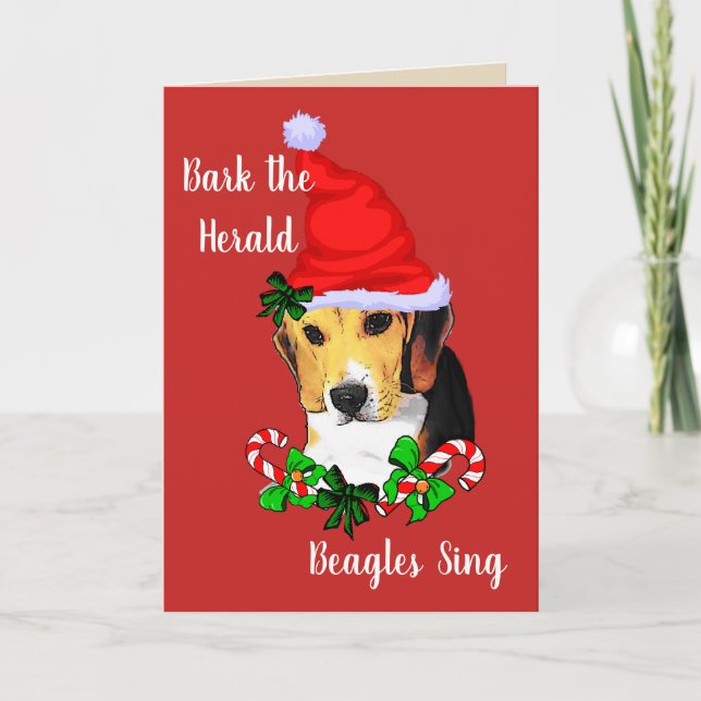 Cartes Pour Fêtes Annuelles Noël Beagle (Devant)