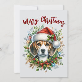 Cartes Pour Fêtes Annuelles Noël Beagle Style Rustique de Ferme de Noël
