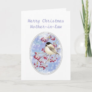 Cartes Pour Fêtes Annuelles Noël belle-mère Oiseau Berry Frosty Fenêtre